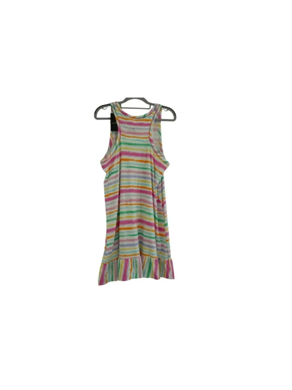 NWT Cuddl Duds Cotton Blend Sleeveless Short Sleep Chemise Sz L Ruffle Stripe